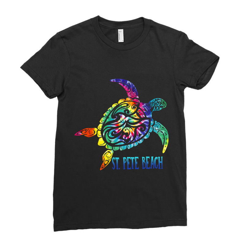 St. Pete Beach Florida Tie Dye Sea Turtle Summer V Ladies Fitted T-Shirt by RILEYALLEN | Artistshot