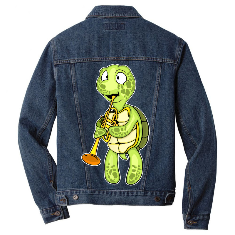 Sea Turtle Trumpet Player Kids Music Orchestra Tru Men Denim Jacket | Artistshot