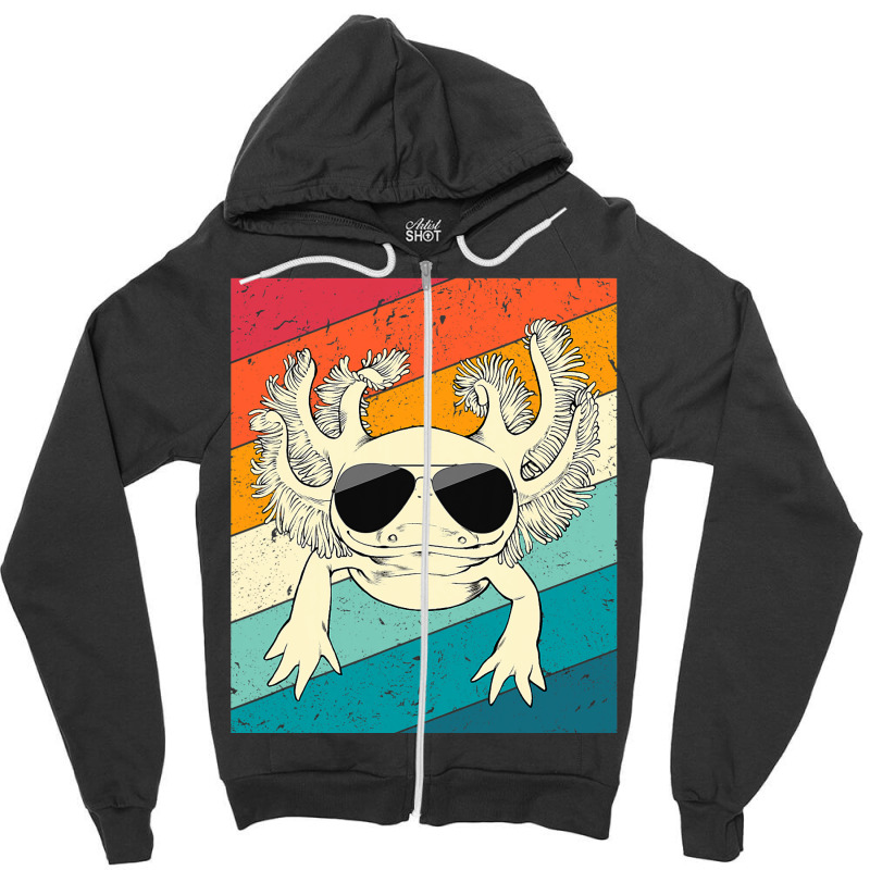 Retro Vintage Axolotl With Sunglasses Animal Lover Zipper Hoodie | Artistshot