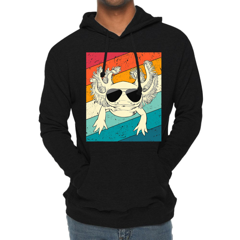 Retro Vintage Axolotl With Sunglasses Animal Lover Lightweight Hoodie | Artistshot