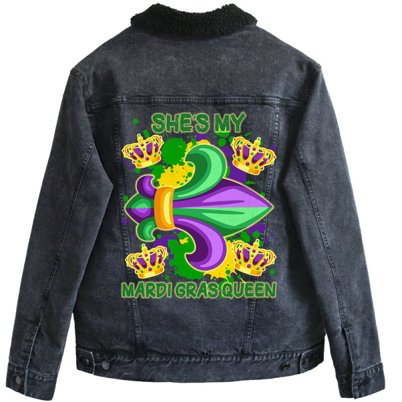 Shes My Mardi Gras Queen Paint Splatter Couples Ma Unisex Sherpa-lined Denim Jacket | Artistshot