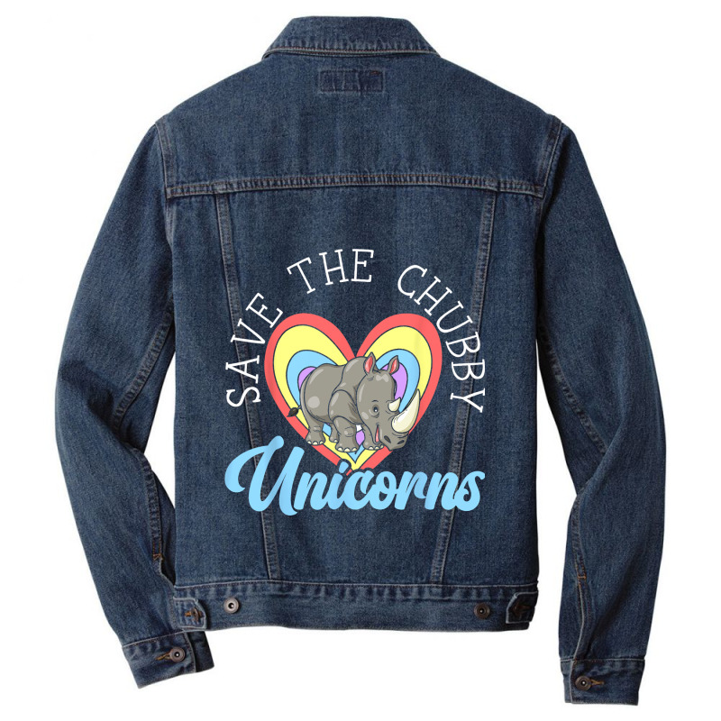 Save The Chubby Unicorns Rhinocerus Wildlife Anima Men Denim Jacket | Artistshot