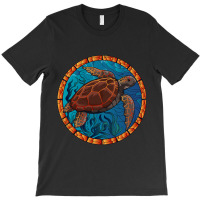 Stained Glass Art Sea Turtle Colorful Glasswork De T-shirt | Artistshot