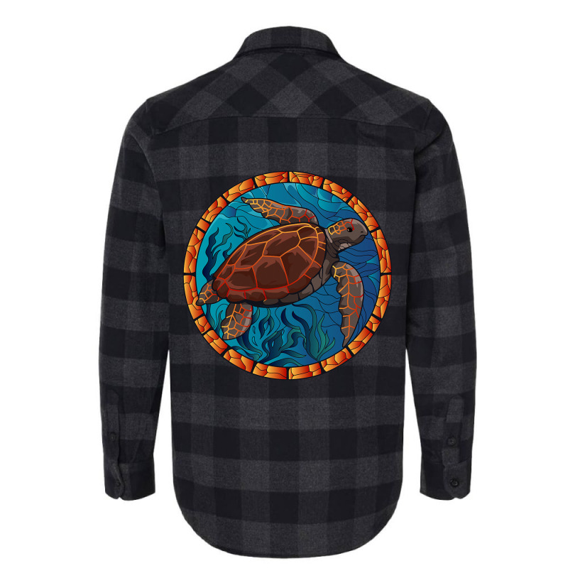 Stained Glass Art Sea Turtle Colorful Glasswork De Flannel Shirt | Artistshot