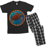 Stained Glass Art Sea Turtle Colorful Glasswork De Men's T-shirt Pajama Set | Artistshot