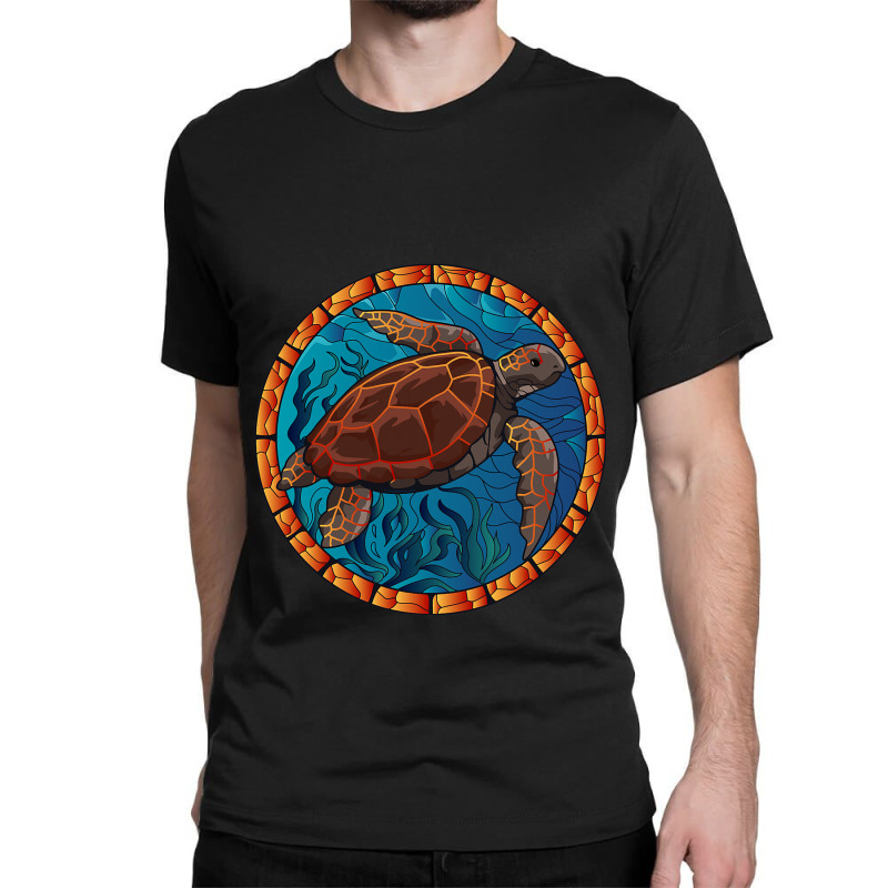 Stained Glass Art Sea Turtle Colorful Glasswork De Classic T-shirt | Artistshot