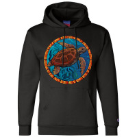 Stained Glass Art Sea Turtle Colorful Glasswork De Champion Hoodie | Artistshot