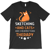 Sketching And Cats Are Cheaper Than A Therapy Men  T-shirt | Artistshot