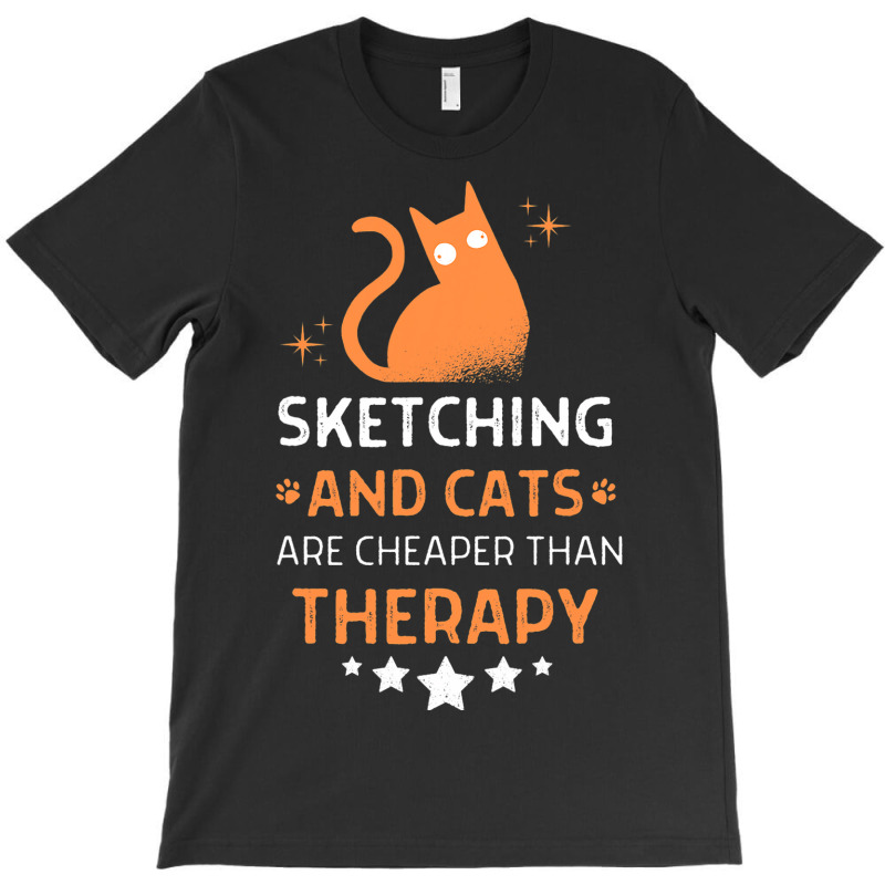 Sketching And Cats Are Cheaper Than A Therapy Men  T-shirt | Artistshot