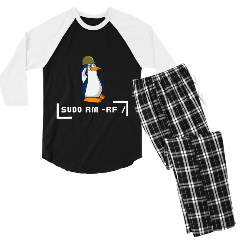 Sudo Rm Rf Penguin Soldier Computer Scientist It G Men's 3/4 Sleeve Pajama Set | Artistshot