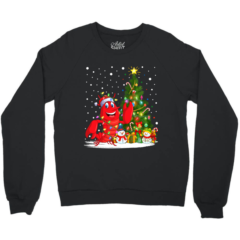 Santa Lobster Fish Xmas Tree Lighting Lobster Chri Crewneck Sweatshirt | Artistshot