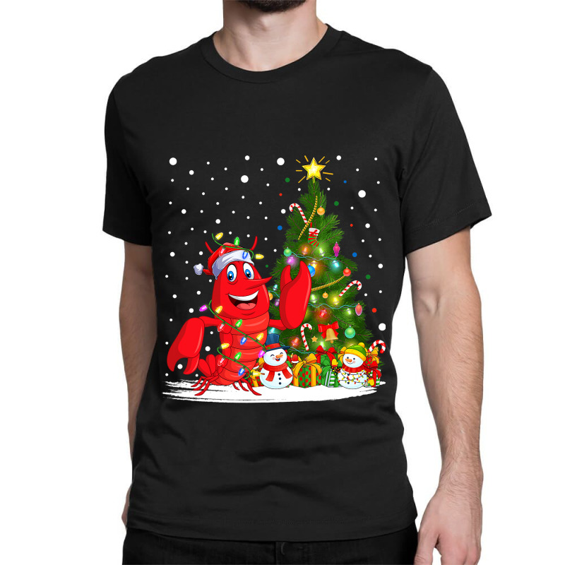 Santa Lobster Fish Xmas Tree Lighting Lobster Chri Classic T-shirt | Artistshot