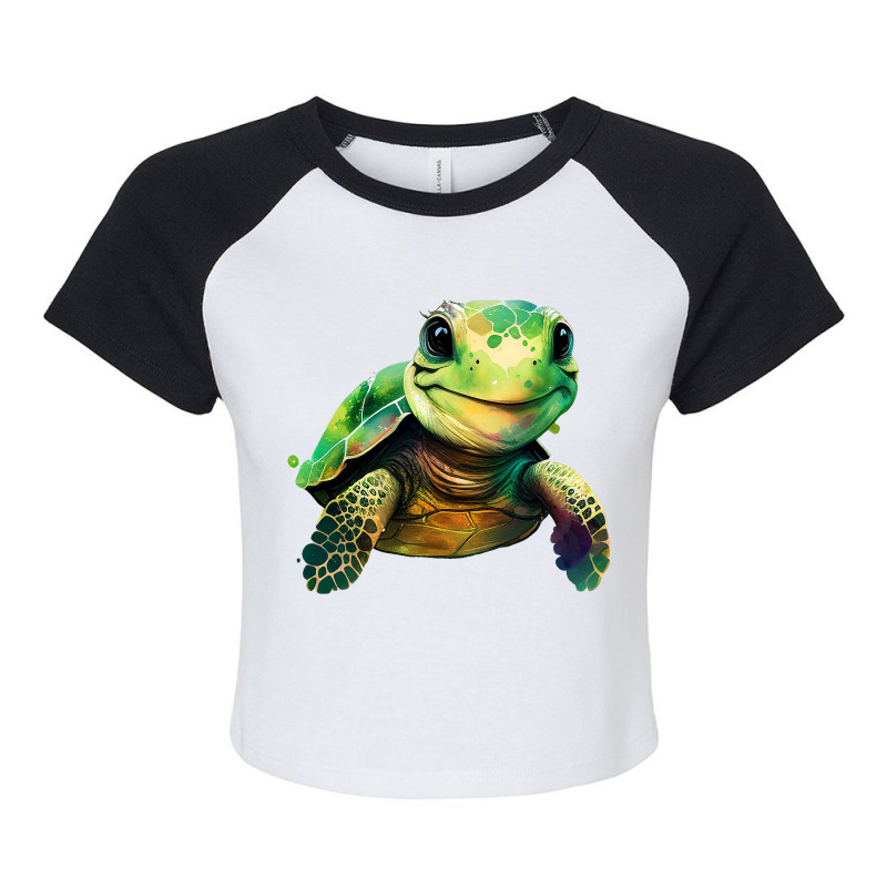 Sea Turtle Watercolor Art Shirt Sea Turtle Lovers Raglan Crop Top by Glorioussy | Artistshot