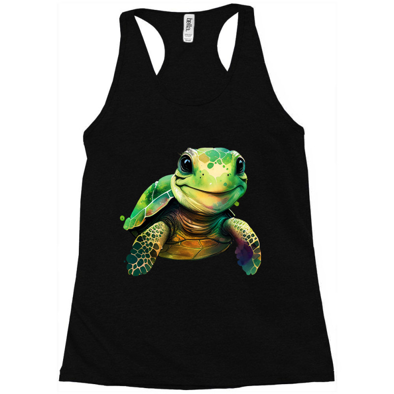 Sea Turtle Watercolor Art Shirt Sea Turtle Lovers Racerback Tank by Glorioussy | Artistshot