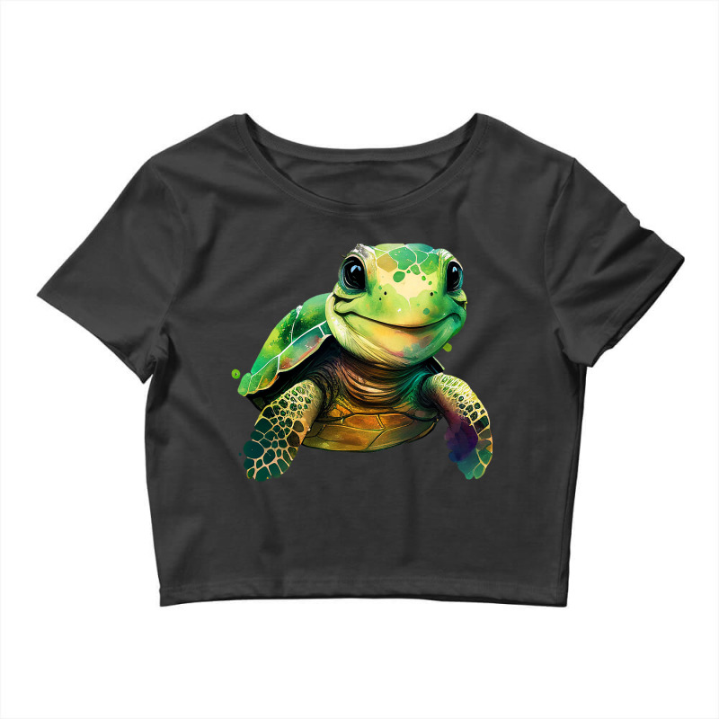 Sea Turtle Watercolor Art Shirt Sea Turtle Lovers Crop Top by Glorioussy | Artistshot