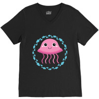 Small Cute Jellyfish In Fish Circle V-neck Tee | Artistshot