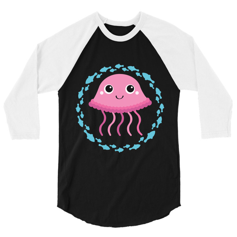 Small Cute Jellyfish In Fish Circle 3/4 Sleeve Shirt | Artistshot