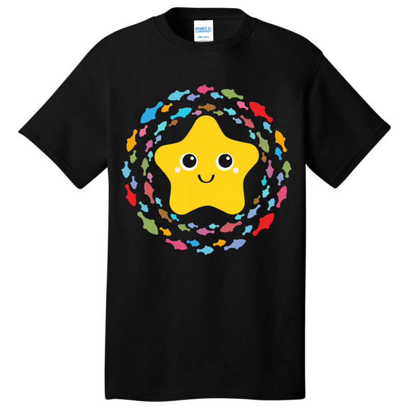 Small Friendly Starfish In Colourful Fish Circle Basic T-shirt | Artistshot