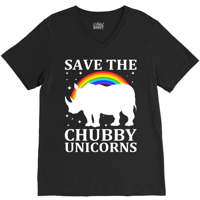 Save The Chubby Unicorns Vintage Funny Rhino Anima V-neck Tee | Artistshot