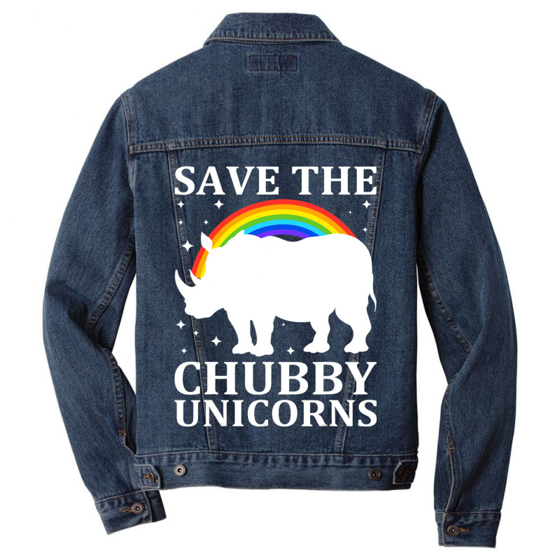 Save The Chubby Unicorns Vintage Funny Rhino Anima Men Denim Jacket | Artistshot