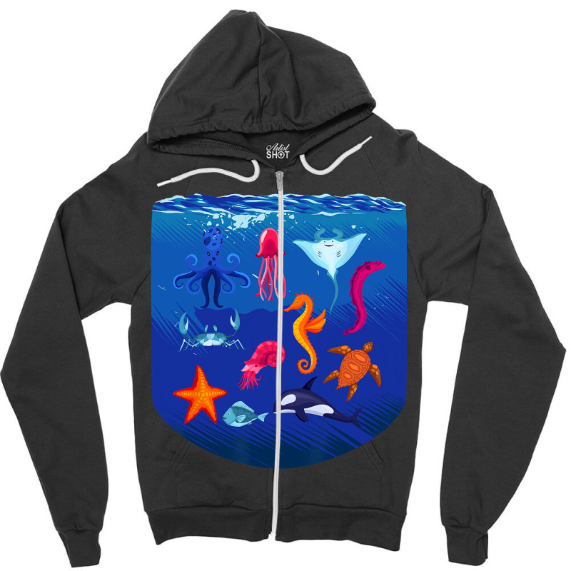 Sea Animals Ocean Life Creatures Lover For Kids Ch Zipper Hoodie | Artistshot