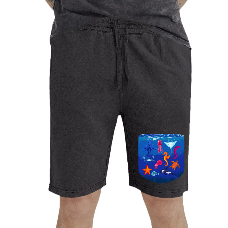 Sea Animals Ocean Life Creatures Lover For Kids Ch Vintage Short | Artistshot