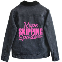 Rope Skipping Sports Rope Jumping Knees Up Single  Unisex Sherpa-lined Denim Jacket | Artistshot