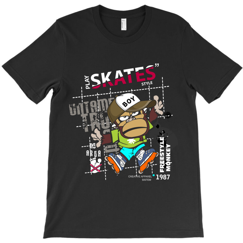 Vector Skates Style Monkey Freestyle Slogan Tee Gr T-shirt | Artistshot