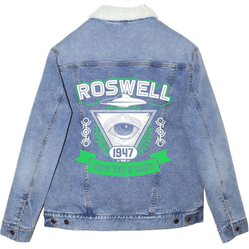 Roswell 1947 Alien Area 51 Conspiracy Theory Unisex Sherpa-lined Denim Jacket | Artistshot