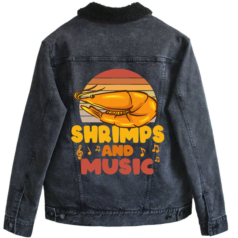 Shrimps And Music Musician Music Notes Prawn Unisex Sherpa-Lined Denim Jacket by TODDJARVIS | Artistshot