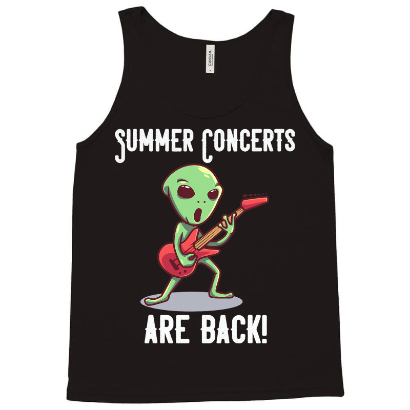 Summer Concerts Are Back Funny Alien Guitar Music Tank Top | Artistshot