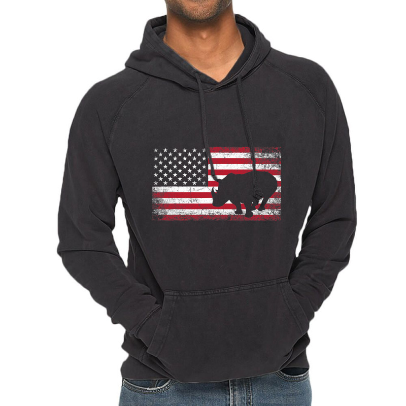 Rhino Rhinoceros 4th Of July American Flag Usa Pat Vintage Hoodie | Artistshot