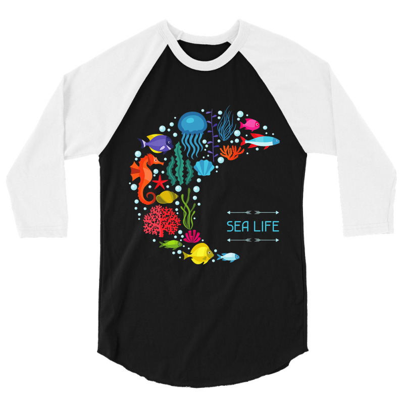 Sea Life Jellyfish Fish Starfish Ocean Beach Lover 3/4 Sleeve Shirt | Artistshot