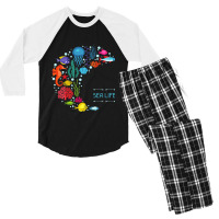 Sea Life Jellyfish Fish Starfish Ocean Beach Lover Men's 3/4 Sleeve Pajama Set | Artistshot