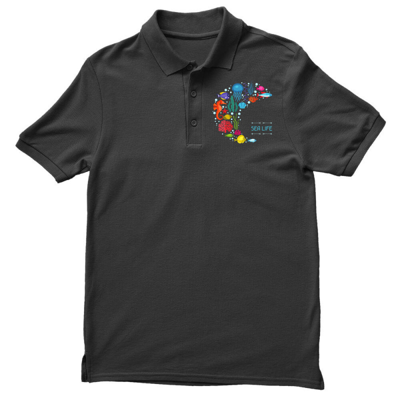 Sea Life Jellyfish Fish Starfish Ocean Beach Lover Men's Polo Shirt | Artistshot