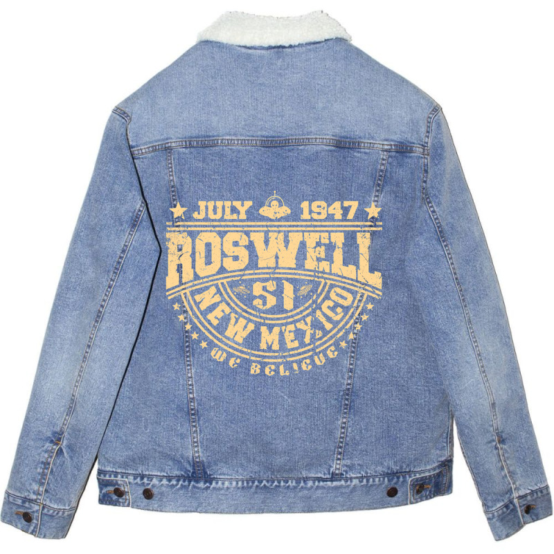 Roswell July 1947 Incident New Mexico Alien Ufo Uf Unisex Sherpa-lined Denim Jacket | Artistshot