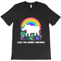 Save The Chubby Unicorns White Rhino Rainbow Flora T-shirt | Artistshot