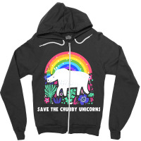 Save The Chubby Unicorns White Rhino Rainbow Flora Zipper Hoodie | Artistshot