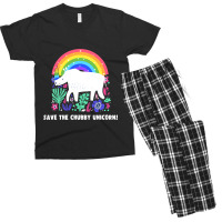 Save The Chubby Unicorns White Rhino Rainbow Flora Men's T-shirt Pajama Set | Artistshot