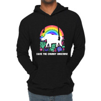 Save The Chubby Unicorns White Rhino Rainbow Flora Lightweight Hoodie | Artistshot