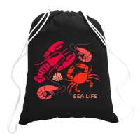 Sea Life Lobster Crab Shrimp And Clams Ocean Seafo Drawstring Bags | Artistshot