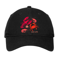 Sea Life Lobster Crab Shrimp And Clams Ocean Seafo Adjustable Cap | Artistshot