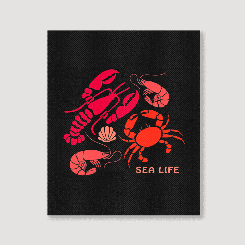 Sea Life Lobster Crab Shrimp And Clams Ocean Seafo Portrait Canvas Print | Artistshot