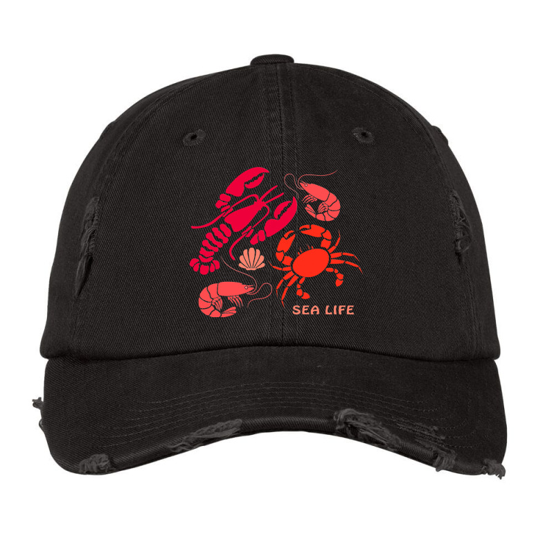 Sea Life Lobster Crab Shrimp And Clams Ocean Seafo Vintage Cap | Artistshot