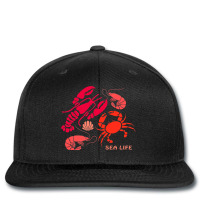 Sea Life Lobster Crab Shrimp And Clams Ocean Seafo Printed Hat | Artistshot