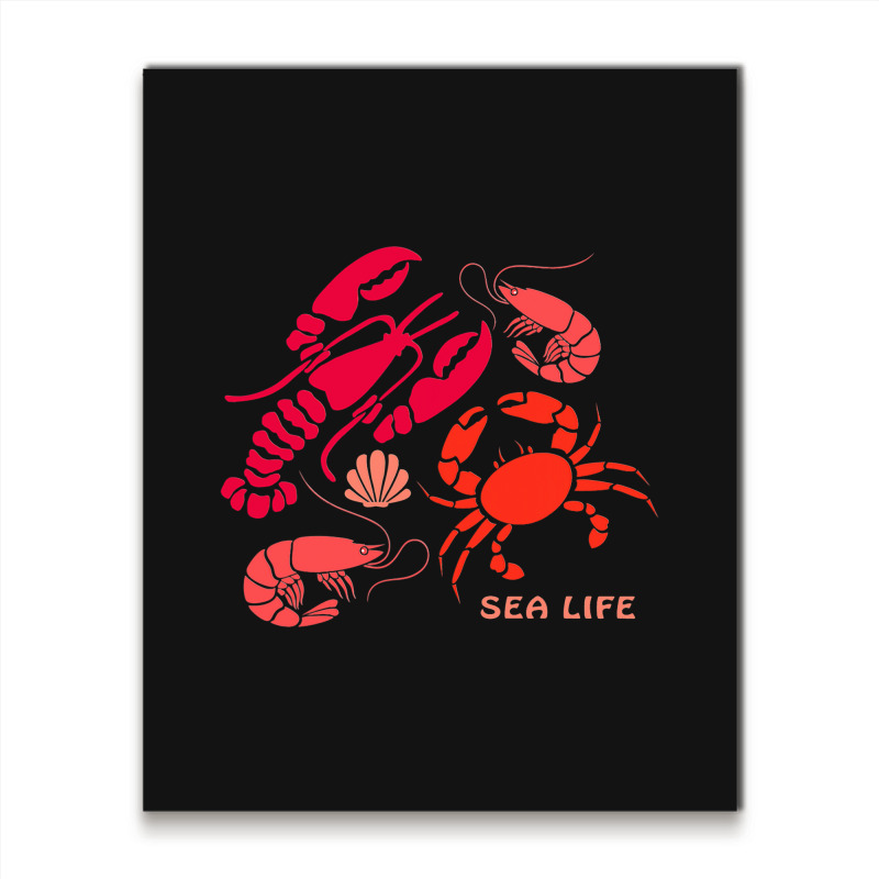 Sea Life Lobster Crab Shrimp And Clams Ocean Seafo Metal Print Vertical | Artistshot