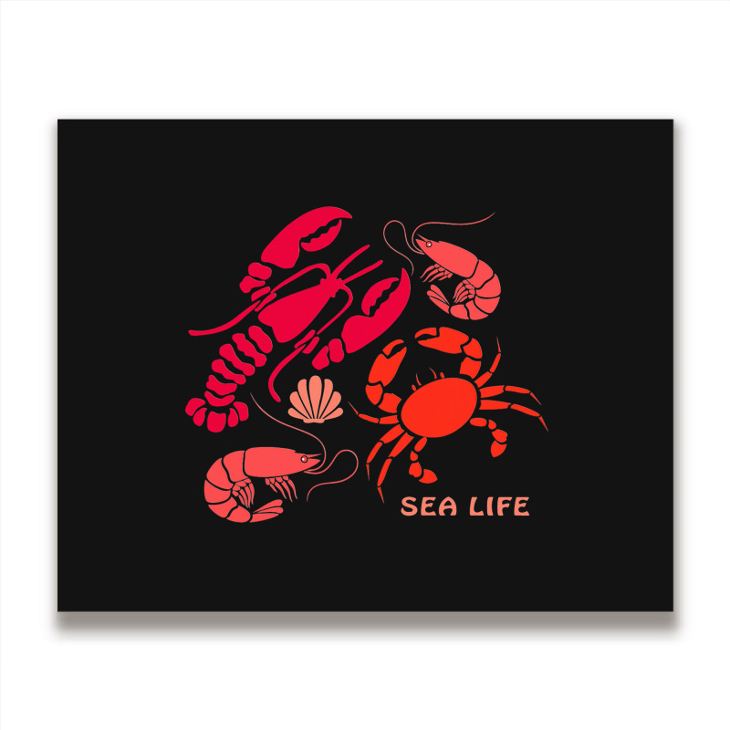 Sea Life Lobster Crab Shrimp And Clams Ocean Seafo Metal Print Horizontal | Artistshot