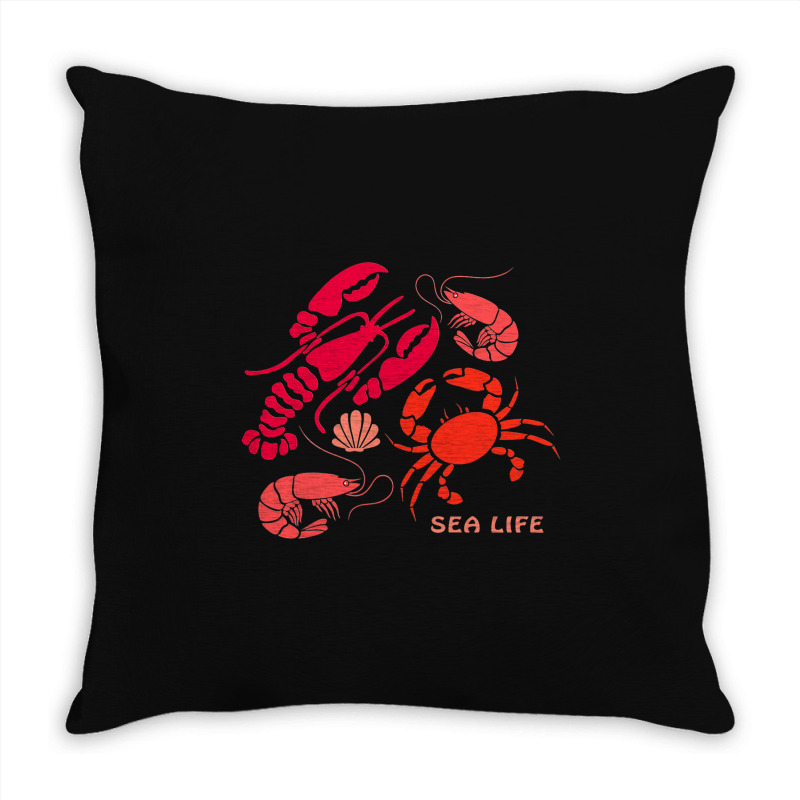 Sea Life Lobster Crab Shrimp And Clams Ocean Seafo Throw Pillow | Artistshot