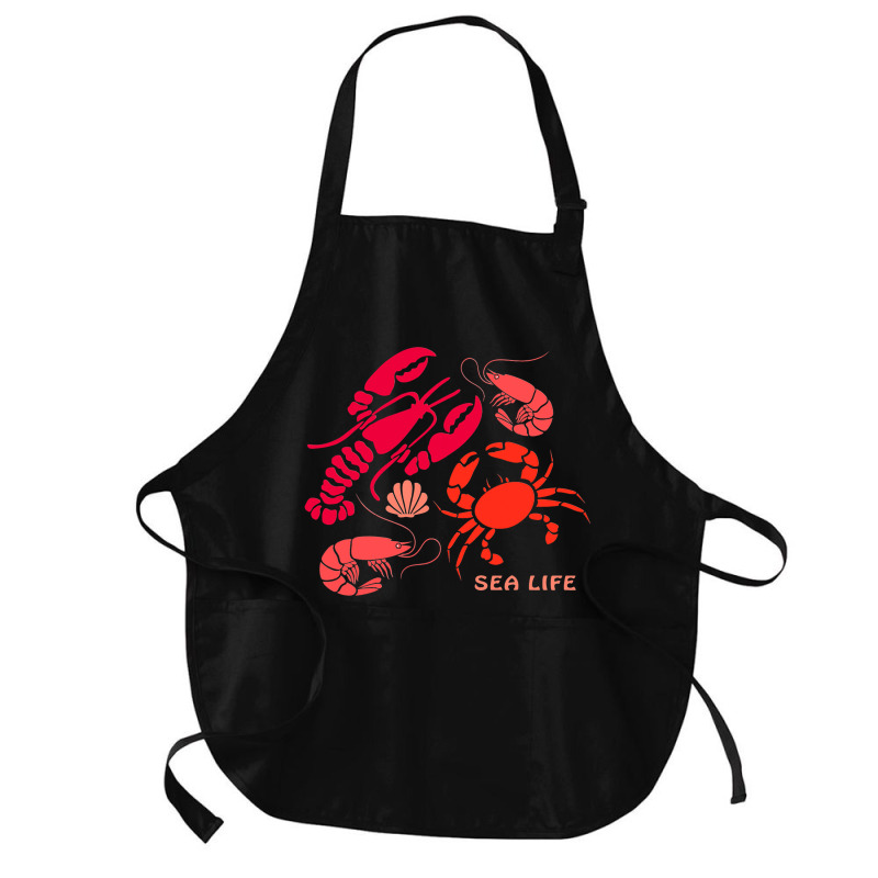 Sea Life Lobster Crab Shrimp And Clams Ocean Seafo Medium-length Apron | Artistshot