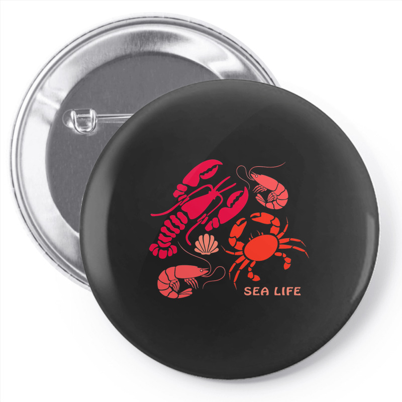 Sea Life Lobster Crab Shrimp And Clams Ocean Seafo Pin-back Button | Artistshot